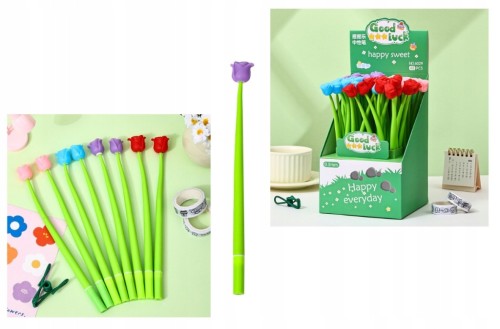 Długopis cienkopis silikonowy róża 22cm czarny tusz