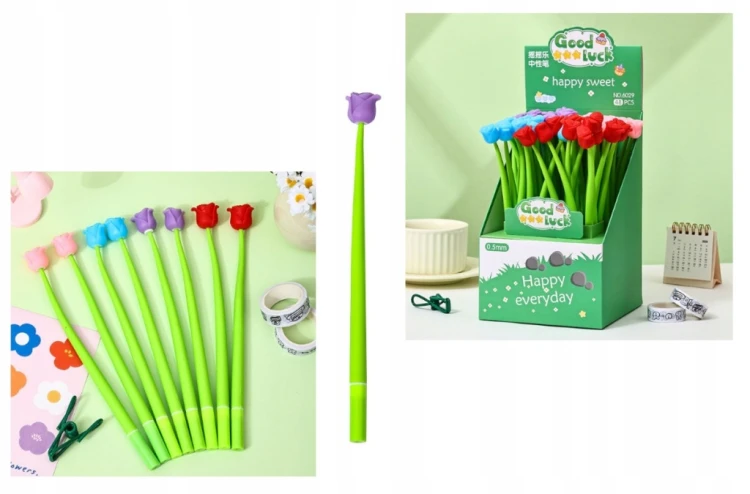 Długopis cienkopis silikonowy róża 22cm czarny tusz