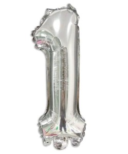 Balon foliowy CYFRA 1 roczek urodziny srebrny 80 cm