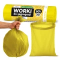 Worki na śmieci ŻÓŁTE  wytrzymałe eco 60 litrów na plastik metal