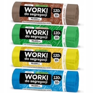 Worki na śmieci do recyklingu PAPIER SZKŁO PLASTIK BIO 20 szt. x 4