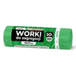 Worki na śmieci ZIELONE wytrzymałe eco 35 litrów na SZKŁO 20 szt.