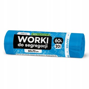 Worki na śmieci NIEBIESKIE wytrzymałe eco 35 litrów na PAPIER 20szt.