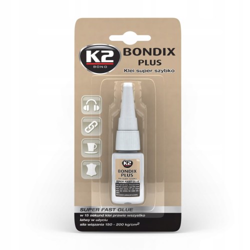 Klej szybkoschnący K2 Bondix 10 g do plastiku drewna gumy skóry ceramiki