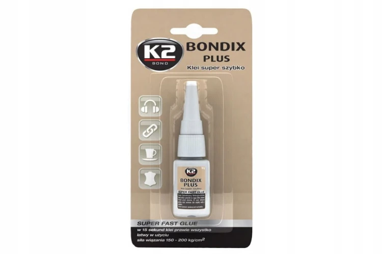 Klej szybkoschnący K2 Bondix 10 g do plastiku drewna gumy skóry ceramiki
