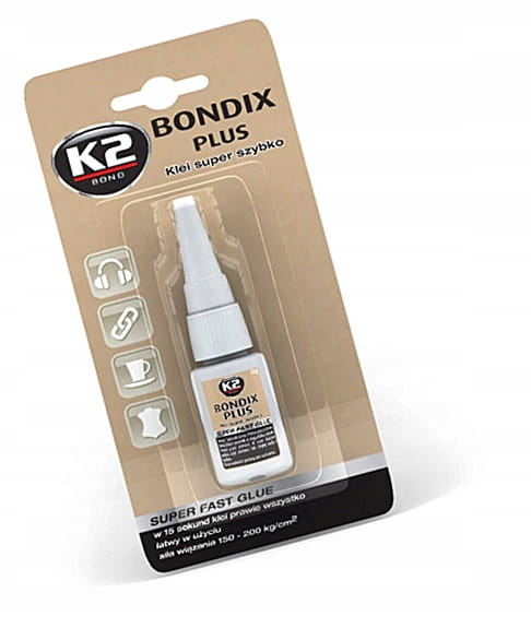 Klej szybkoschnący K2 Bondix 10 g do plastiku drewna gumy skóry ceramiki