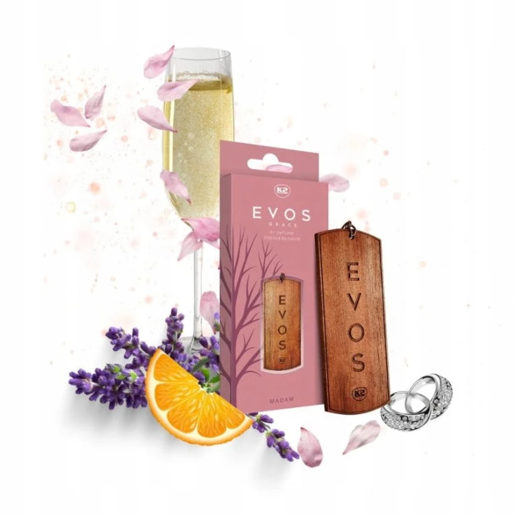 Perfumy do auta samochodu K2 MADAM zawieszka DREWNO pomarańcza lawenda