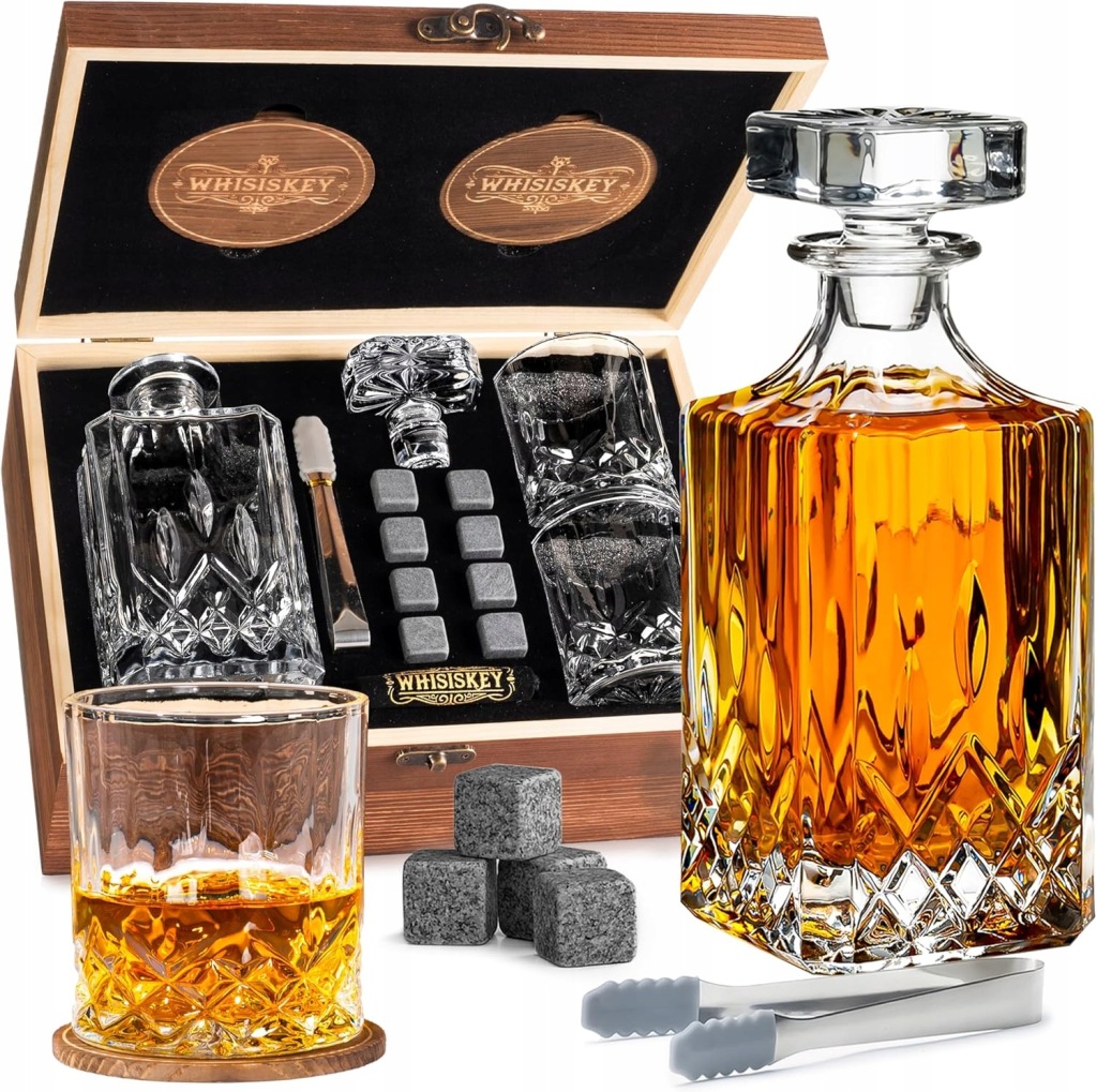 Szklanka do whisky + karafka KAMIENIE Prezent w pudełku zestaw