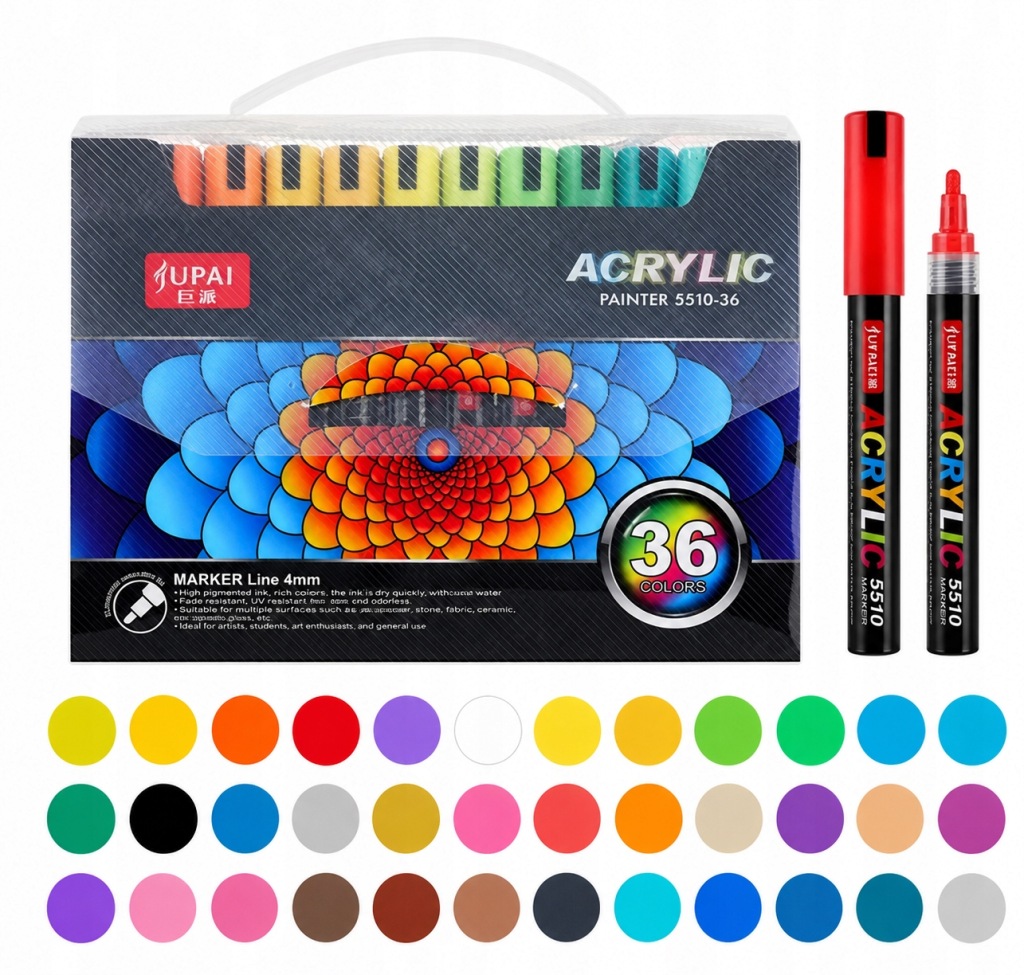Markery akrylowe wielokolorowy 36 szt Wodoodporny Marker Akrylowe Jupai