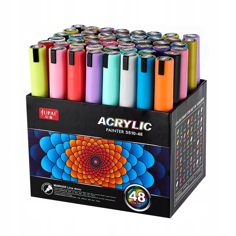Markery akrylowe wielokolorowy 48 szt Wodoodporny Marker Akrylowe Jupai