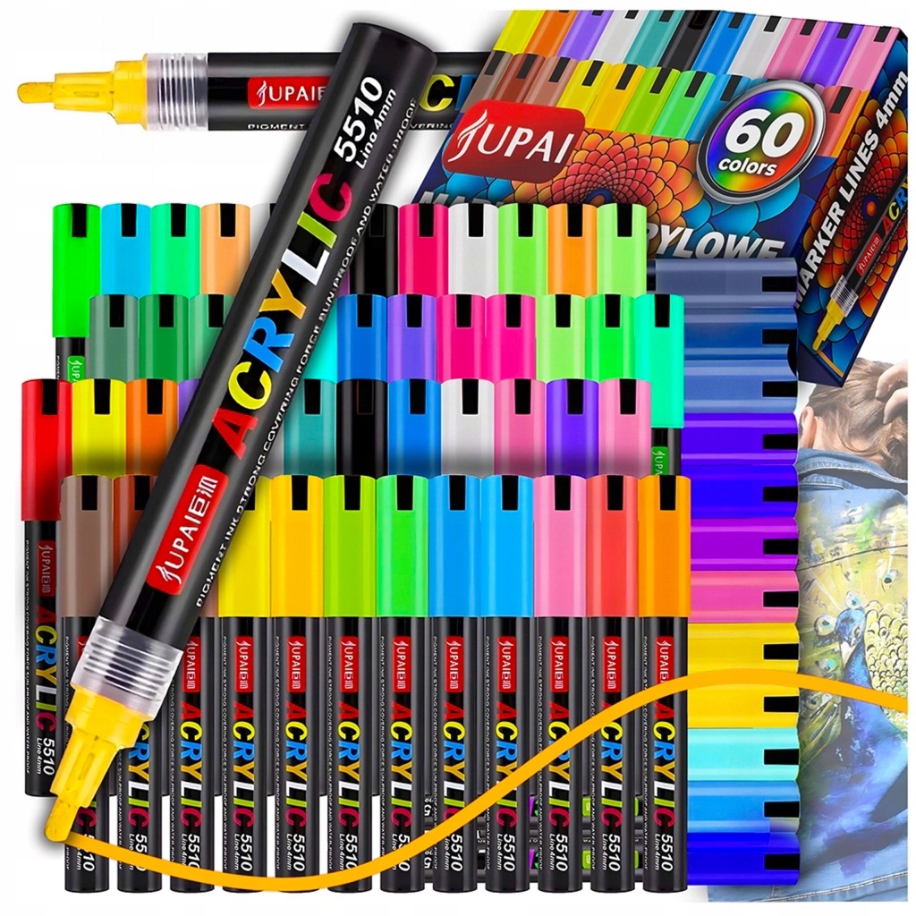 Markery akrylowe wielokolorowy 60 szt Wodoodporny Marker Akrylowe Jupai