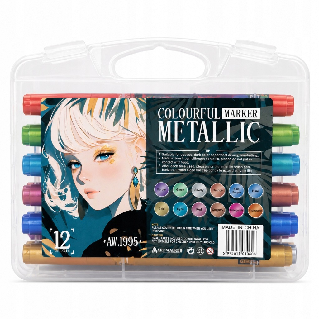Flamastry mazaki pisaki metaliczne wielokolorowe 12 szt. DYI scrapbooking