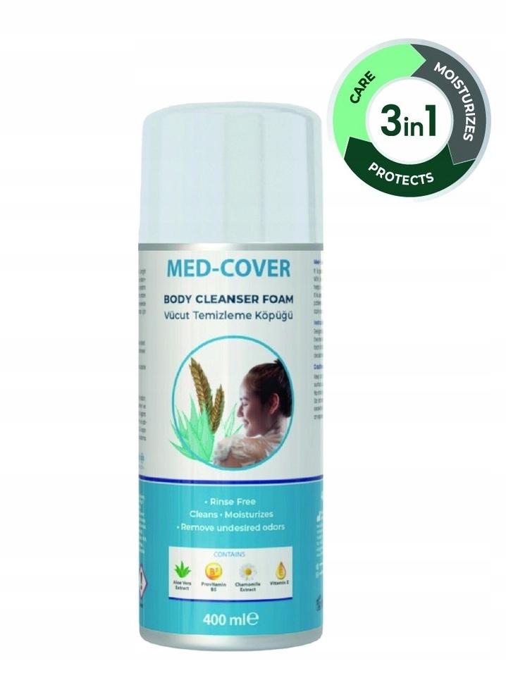 Pianka do mycia ciała bez spłukiwania MED-COVER 400ml bez użycia wody 3in1